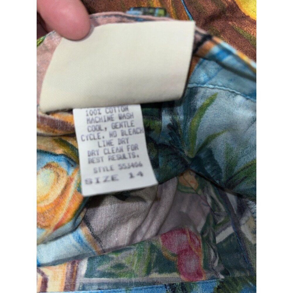 Vtg Sharon Young Tropical Hawaiian Tiki Print Straight Pencil Midi Skirt 14 - Picture 8 of 15